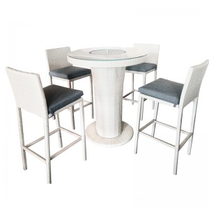 Outdoor Bar table with incorporated ice bucket and rattan stool set