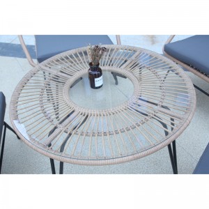 Round nga bildo-top dining set garden rattan dining chairs table set