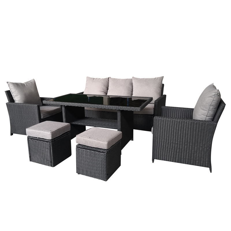 6Pcs Garden Sofa set -Rattan patio sofa & couch dining table Featured Image