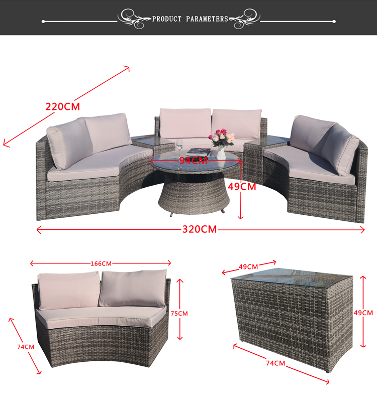 C-shaped modular sofa set patio furniture set garden sofa set outdoor rattan sofa set Featured Image