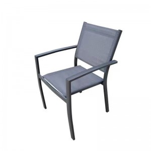 Aluminium lenestol stabelbar mesh stol utendørs spisestol