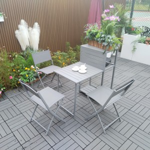 4ks Balkónová bistro súprava skladací stôl a stoličky v šedej farbe