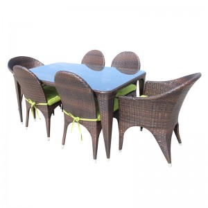 Conjunt de menjador de jardí rectangular taula de menjador exterior de vímet cadires de vímet