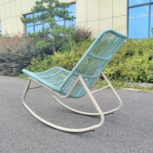 Garden rocking chair in blue poly rattan