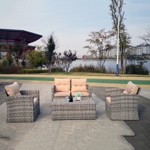 4Pcs outdoor sofa set -Garden Rattan sofa & storage coffee table
