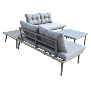 4Pc Danûstandina Patio- set sofa aluminiumê ya metal a baxçeyê