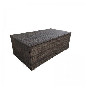 6Pc Patio conversation set -Rattan sectional sofa storage box table