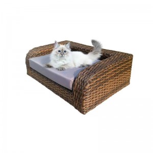 Sofá-cama de vime para animais de estimação com estrutura de metal soldada para cães/gatos