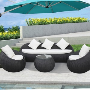 4Pc classic outdoor round sofa patio patio egg set ການສົນທະນາ