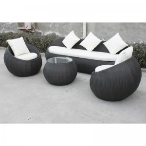 4Pc classic outdoor round egg sofa rattan patio conversation set