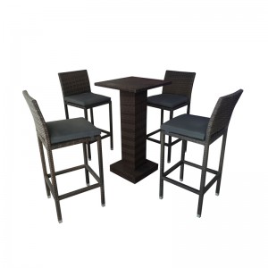 Terasová barová súprava štvorcový vysoký barový stôl a stoličky ratanový barový nábytok