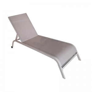 Sling chaise lounger chair- 2*1 mesh reclining sunbed with wheel and head pillow