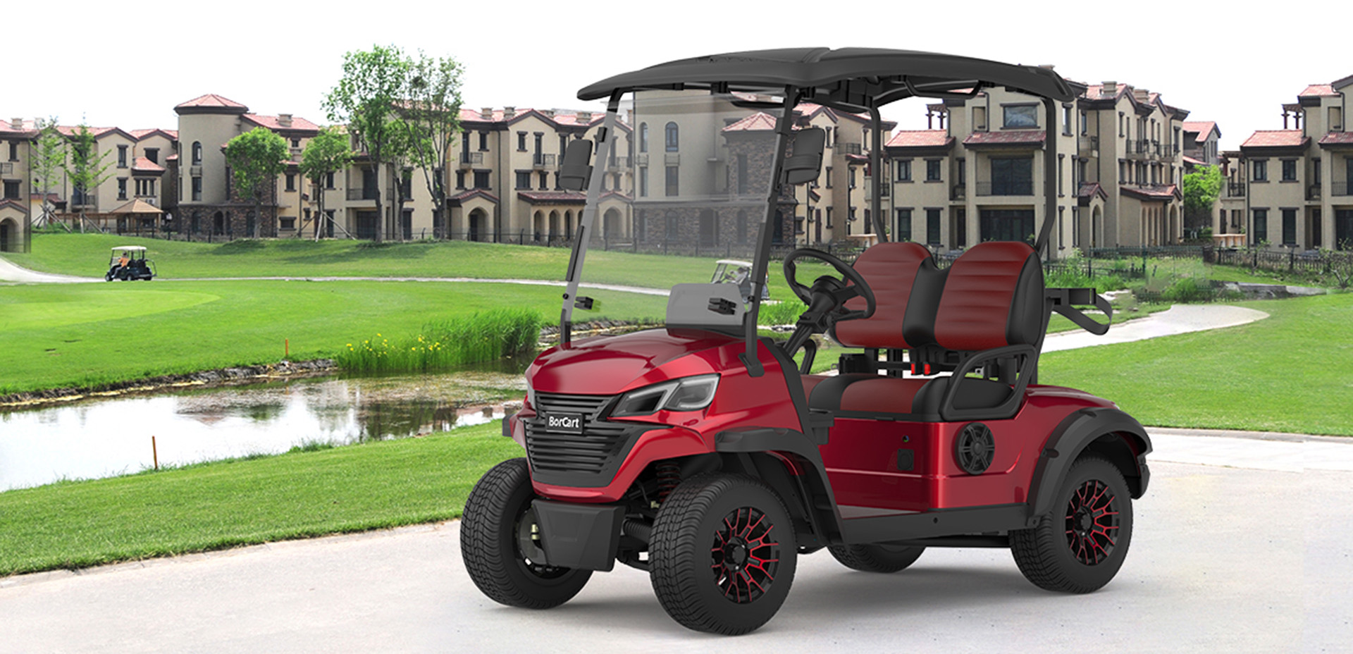 Carro de golf eléctrico de lujo con chasis bajo, último diseño, coche club de 2 plazas