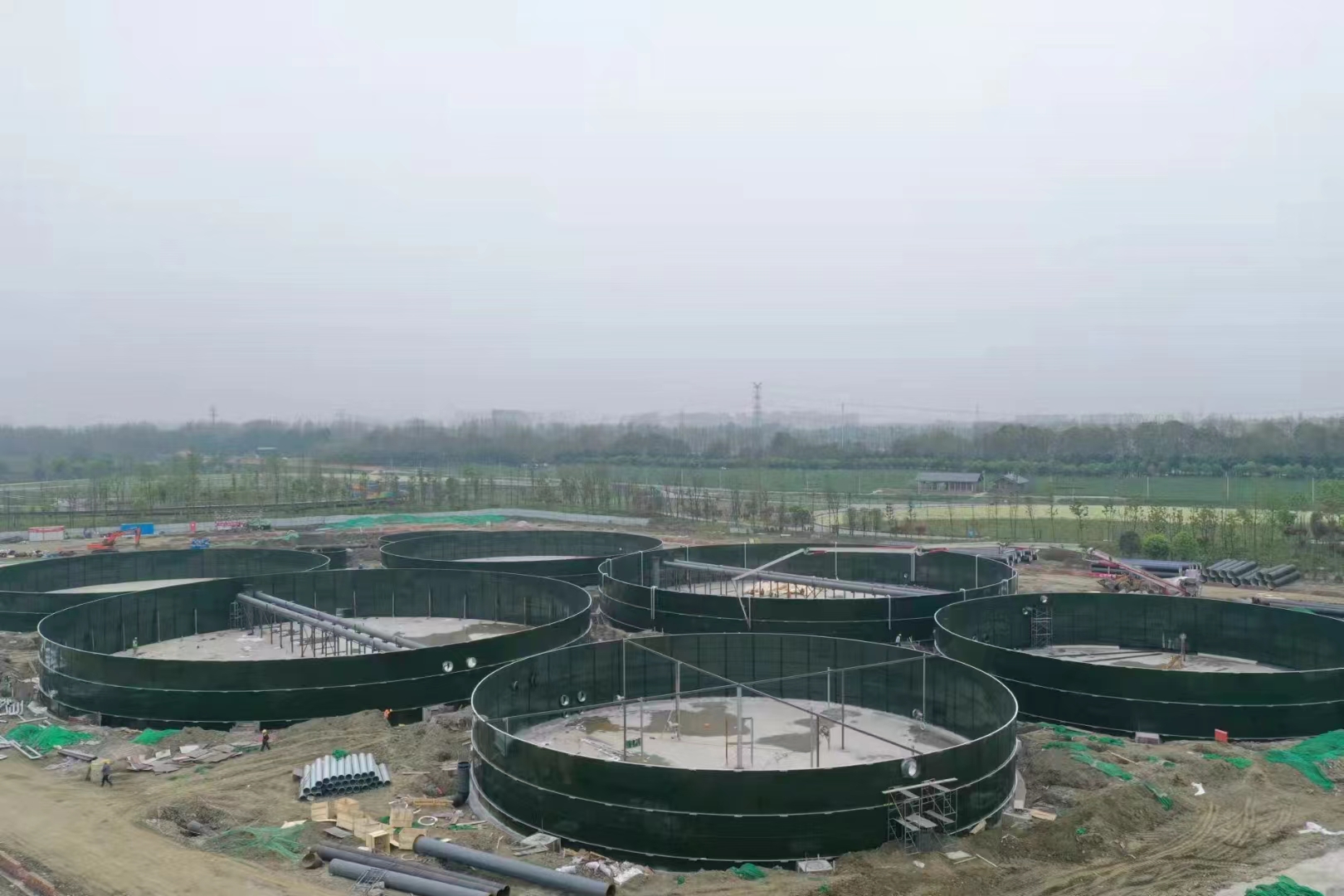 Glass fused to steel bolted tank Dia.50m Height6m for sewage water storage in Chengdu city,China    Jane@bsltank.com  +8615373670441