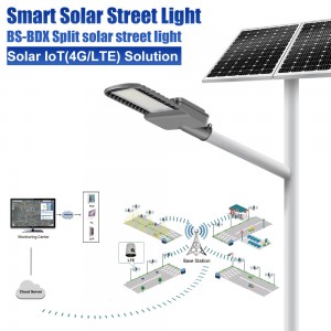 BS-BDX Split Solar Smart Street Light, Separated Solar Lamp with Solar IoT (4G/LTE) Solution For Project Smart Lighting