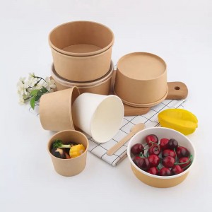 Custom Biodegradable Disposable Kraft Paper Soup Bowls
