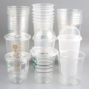 Mga disposable na Plastic Cup na may Lids at Straw