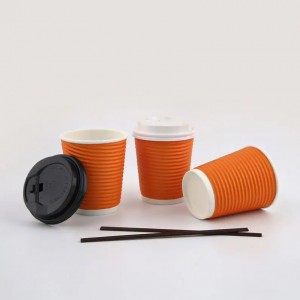 Экологичный бумажный стаканчик для кофе с гофрированной стенкой оптом
