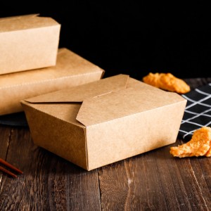 Ilogo Yangokwezifiso Elahlwayo I-Kraft Paper Lunch Box