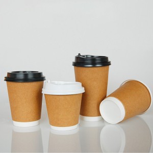 Крафт шоље за кафу са дуплим зидом за једнократну употребу са поклопцима