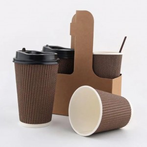 Venta al por mayor disponible de la taza de papel del café de la pared de la ondulación