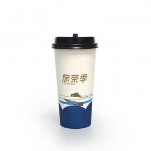 Disposable Recyclable Doble Wall Paper Cup nga adunay Lid