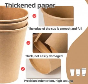 Vlastné jednostenné ekologické kraft papierové poháre s viečkom