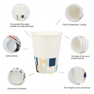 ढक्कन ताप-प्रतिरोधी र चुहावट-प्रूफको साथ एकल-भित्ता पेपर कप