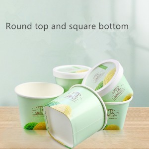 Top Round Bottom Square Tazza di carta per gelato cù coperchio