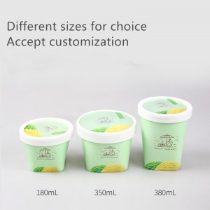 Top Round Bottom Square  Ice Cream Paper Cup  with Lid