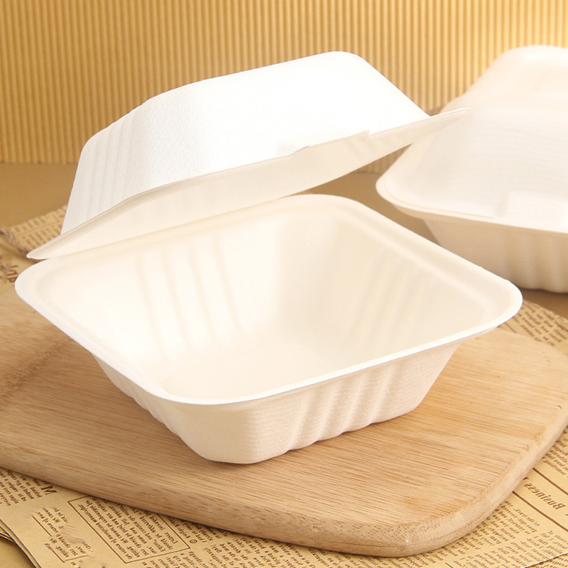 Kotak Makan Siang Kertas Bagas Tahan Minyak Kustom yang Dapat Dimicrowave & Biodegradable