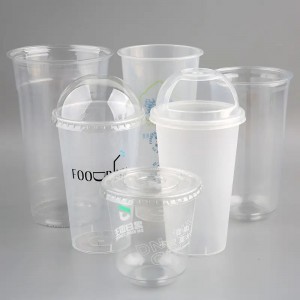 Ekološki prilagođena PET plastična čaša s poklopcima