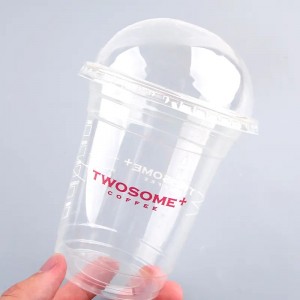 Екологична персонализирана PET пластмасова чаша с капаци