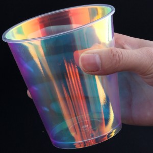 Vaso de plástico PP desechable con membrana arcoíris al por mayor