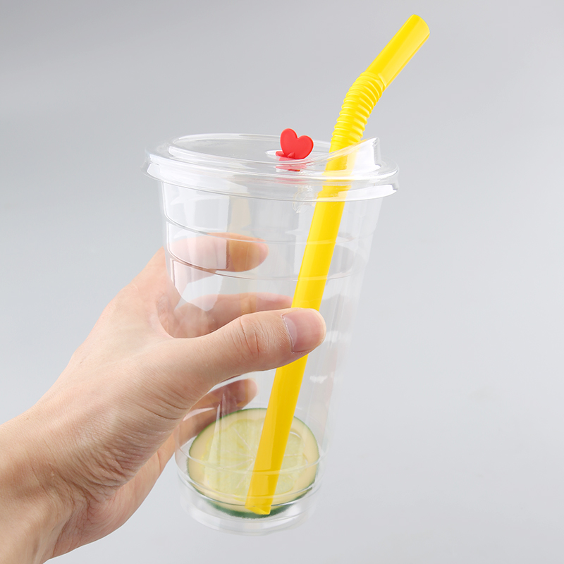 16oz Plastic Cups With Dome Lids and Boba Straws 80 Pack 16 Oz