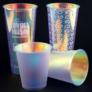 Cupă din plastic PP de unică folosință cu membrană curcubeu