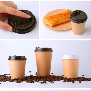 カスタマイズ可能で使い捨て可能なリップルウォールコーヒーカップ（蓋付き）