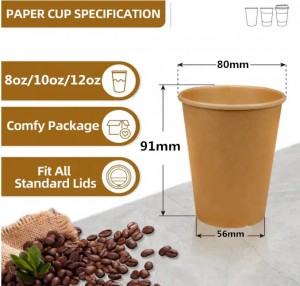 Custom Single-Wall Eco-Friendly Kraft Paper Cups with Lid
