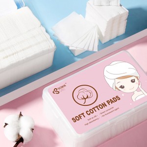 Dual effect cleaning makeup cotton pad in box package