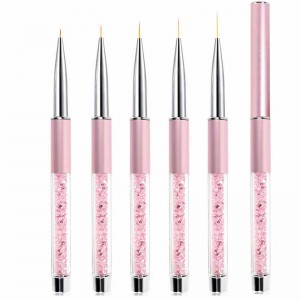 Factory Price Nail Brush Liner - pink metal 100% Pure Kolinsky hair Liner nail Art Acrylic Brush Set – Bo Qian