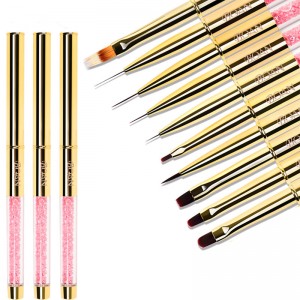 China wholesale Round Nail Brush - 100% Pure Kolinsky hair Line nail Painting Drawing Art Acrylic Brush Set – Bo Qian