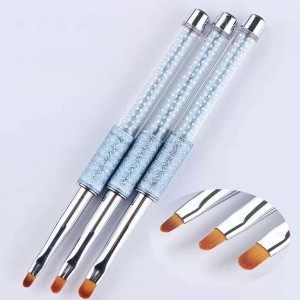 Cheap PriceList for Acrylic Brush Kolinsky - Customization Logo blue pearl Pattern Metal handle UV Gel Nail Drawing Pen Art Brush Set – Bo Qian