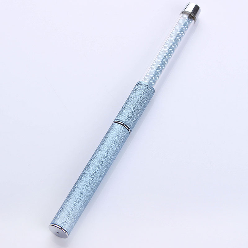 Cheap PriceList for Acrylic Brush Kolinsky - Customization Logo blue pearl Pattern Metal handle UV Gel Nail Drawing Pen Art Brush Set – Bo Qian detail pictures