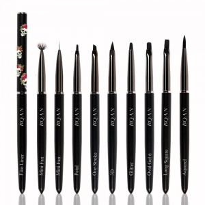 Good Quality Nail Brush Set - kolinsky hair long black metal handle acrylic nail art brush Set – Bo Qian
