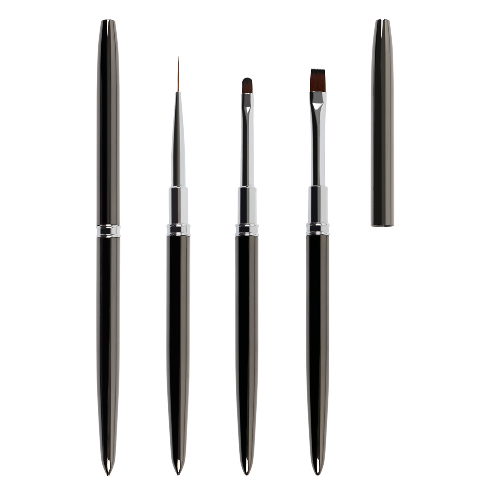 BQAN Customizable Nylon Metal Metallic Liner Pen uv Gel Brush Set For Nails With Bag