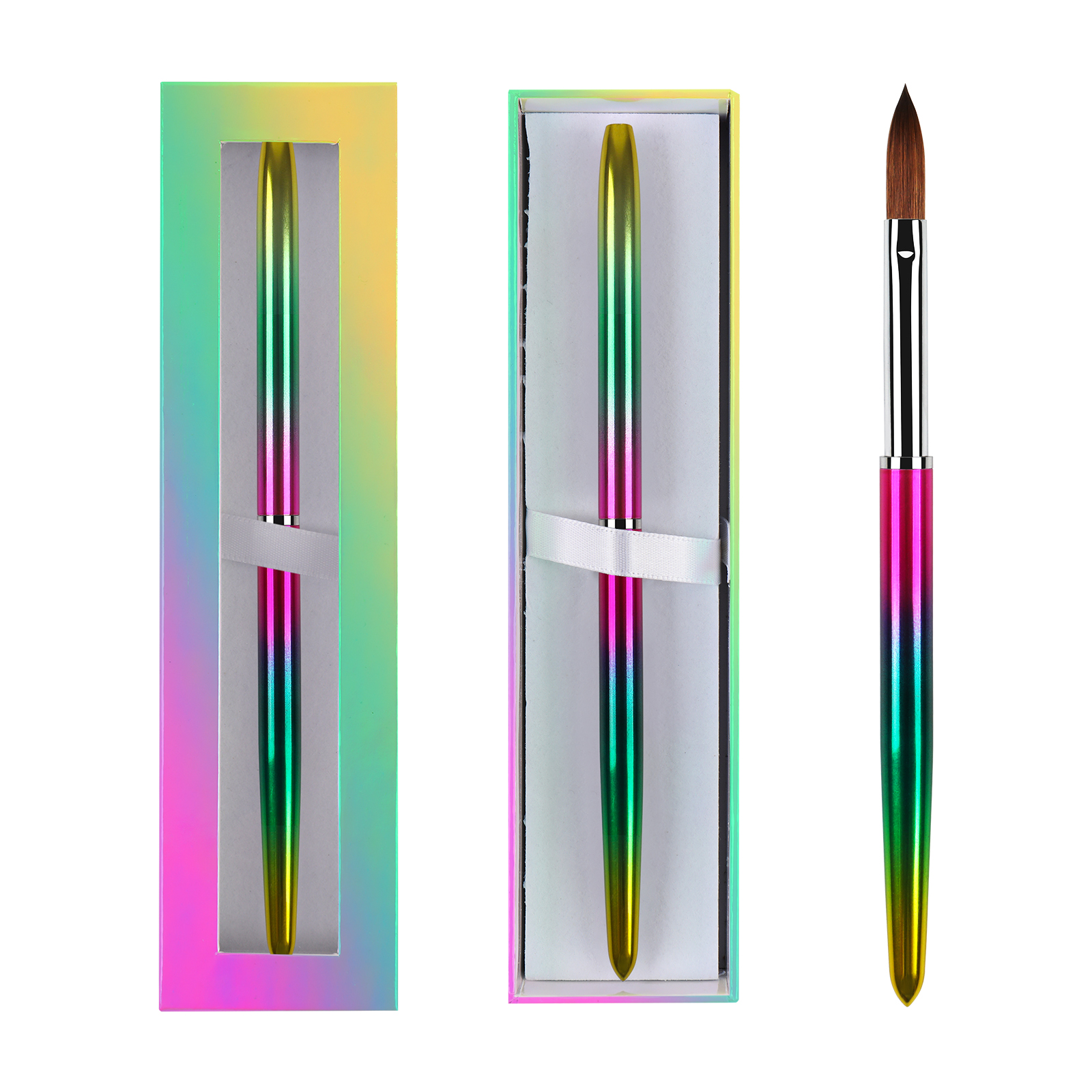 Europe style for Brush Acrylic Nails - Acrylic Brushes Kolinsky Dazzle Metal Pen Nail Art Gel Brush With Exquisite Box – Bo Qian