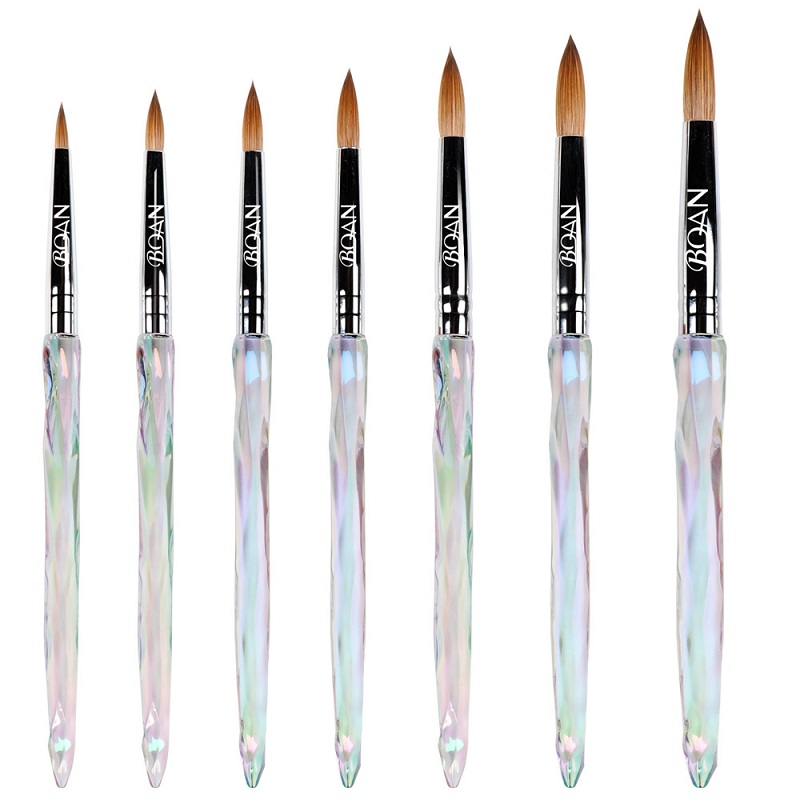Wholesale Discount Dotting Pen - Custom  LOGO #2~#14 colorful Acrylic Handle Kolinsky Hair Acrylic Nail Brush – Bo Qian
