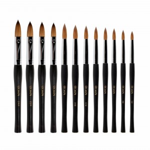 High Quality Nail Art Brush Set - Customized logo Black Sandal wood slender Handle 100% Kolinsky Hair Nail Acrylic Brush – Bo Qian