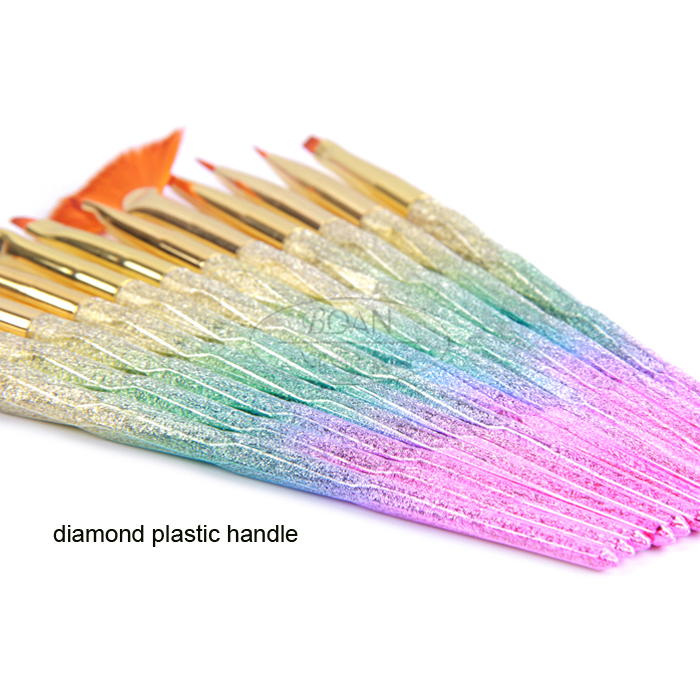 12pcs/set diamond design handle liner UV gel nail brush set