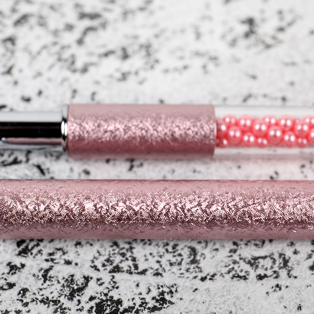 Custom Logo Pink Pearls Handle 100% Kolinsky Acrylic Nail Brush